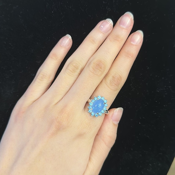 925 sterling silver chalecedony ring gemstones - Picture 4 of 6